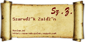 Szarvák Zalán névjegykártya
